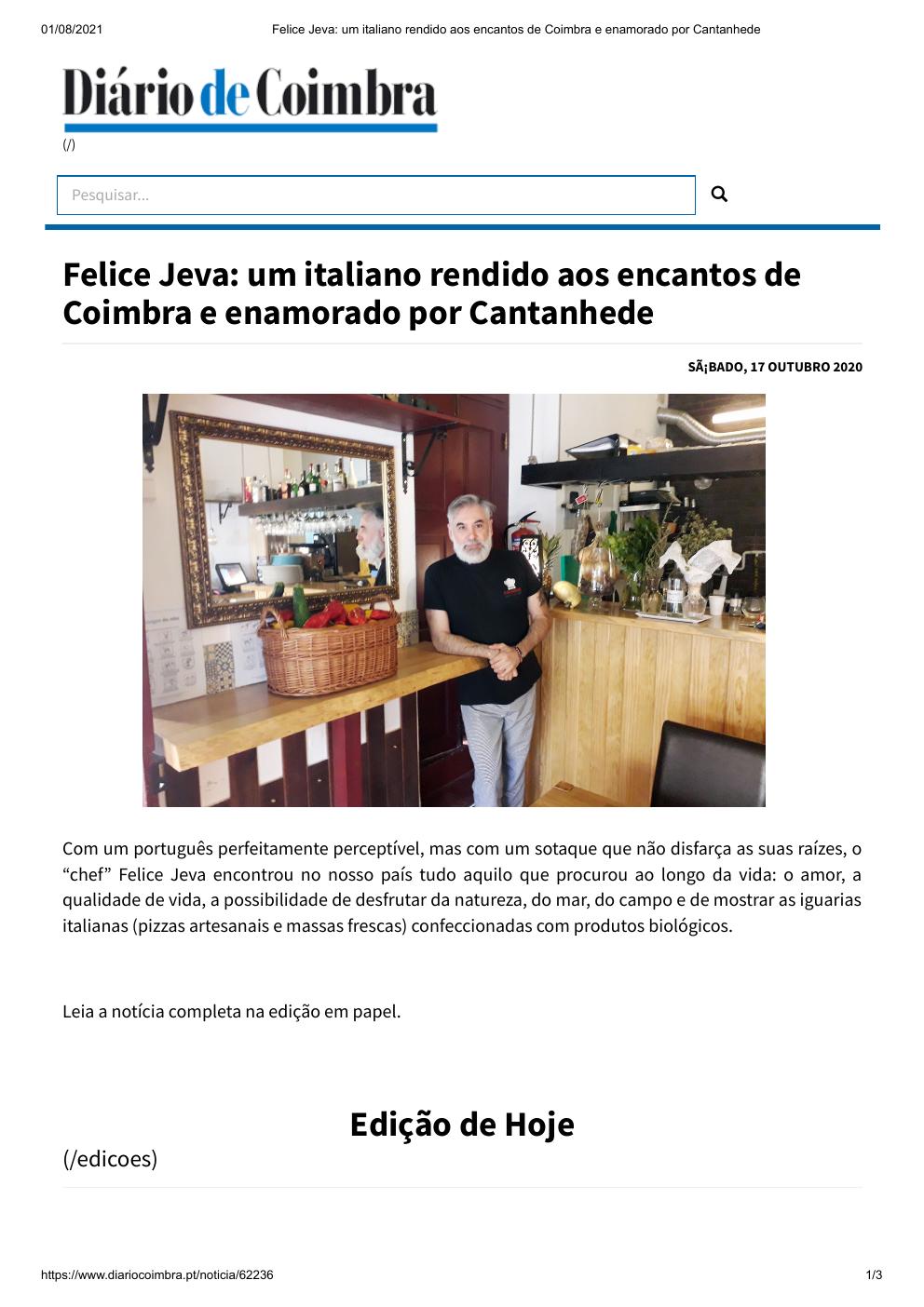Di&aacute;rio de Coimbra - Felice Jeva